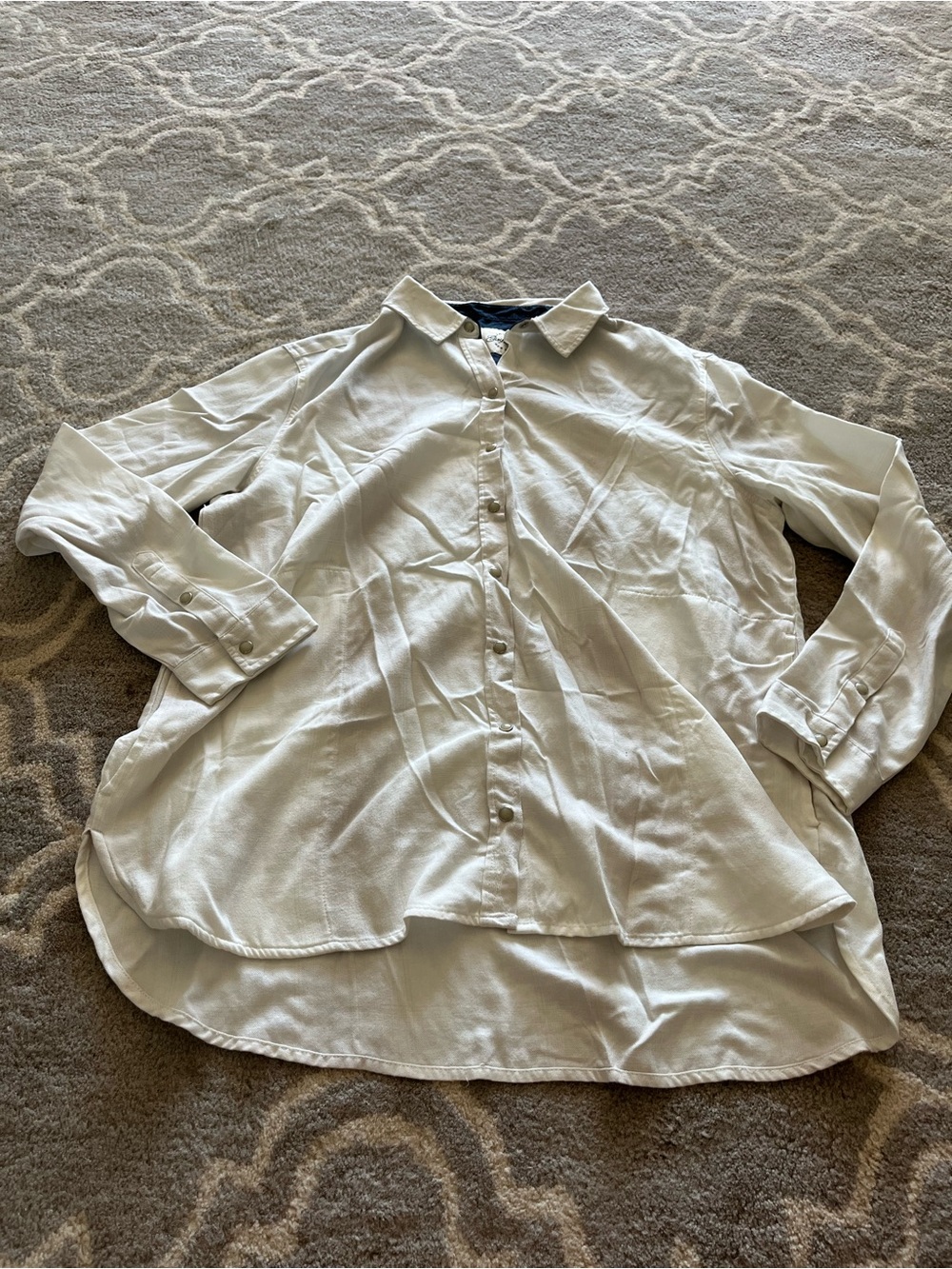 Jachs Girlfriend White Shirt with Navy Patterned Collar Lining